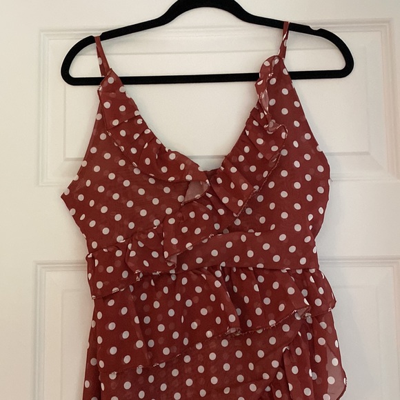Summery Red Polka dot ruffle dress - Picture 4 of 5